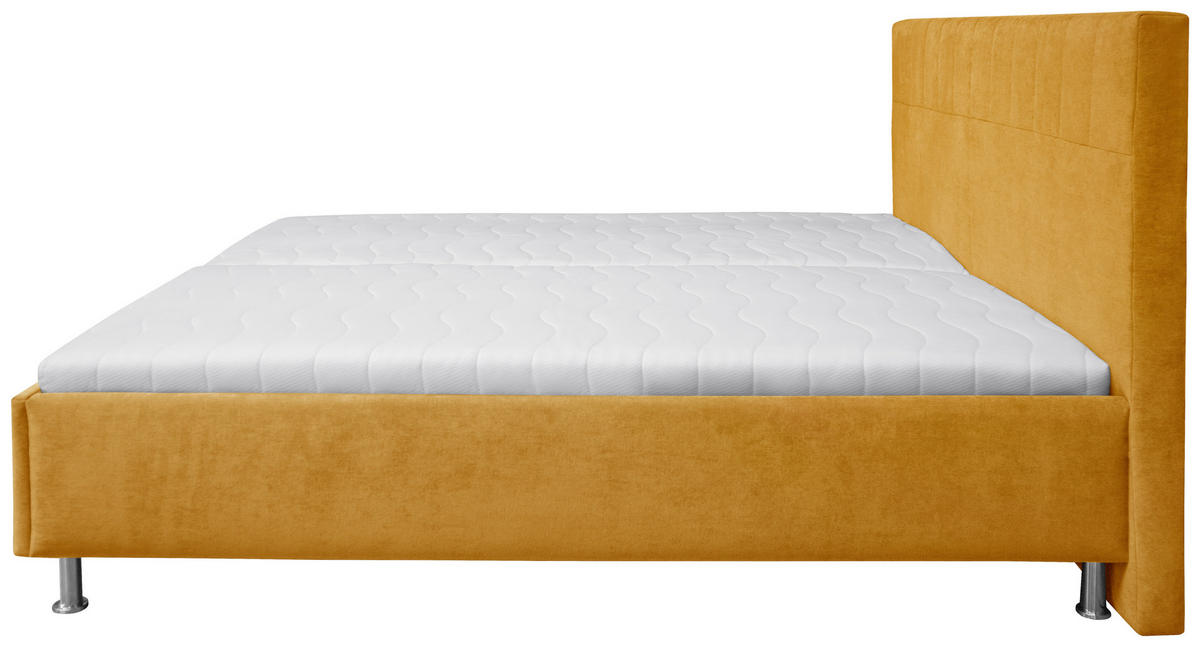 OBLAZINJENA POSTELJA 180 cm   x 200 cm  , tekstil rumena  - barve kroma/rumena, Konvencionalno, umetna masa/tekstil (180/200cm) - Hom`in