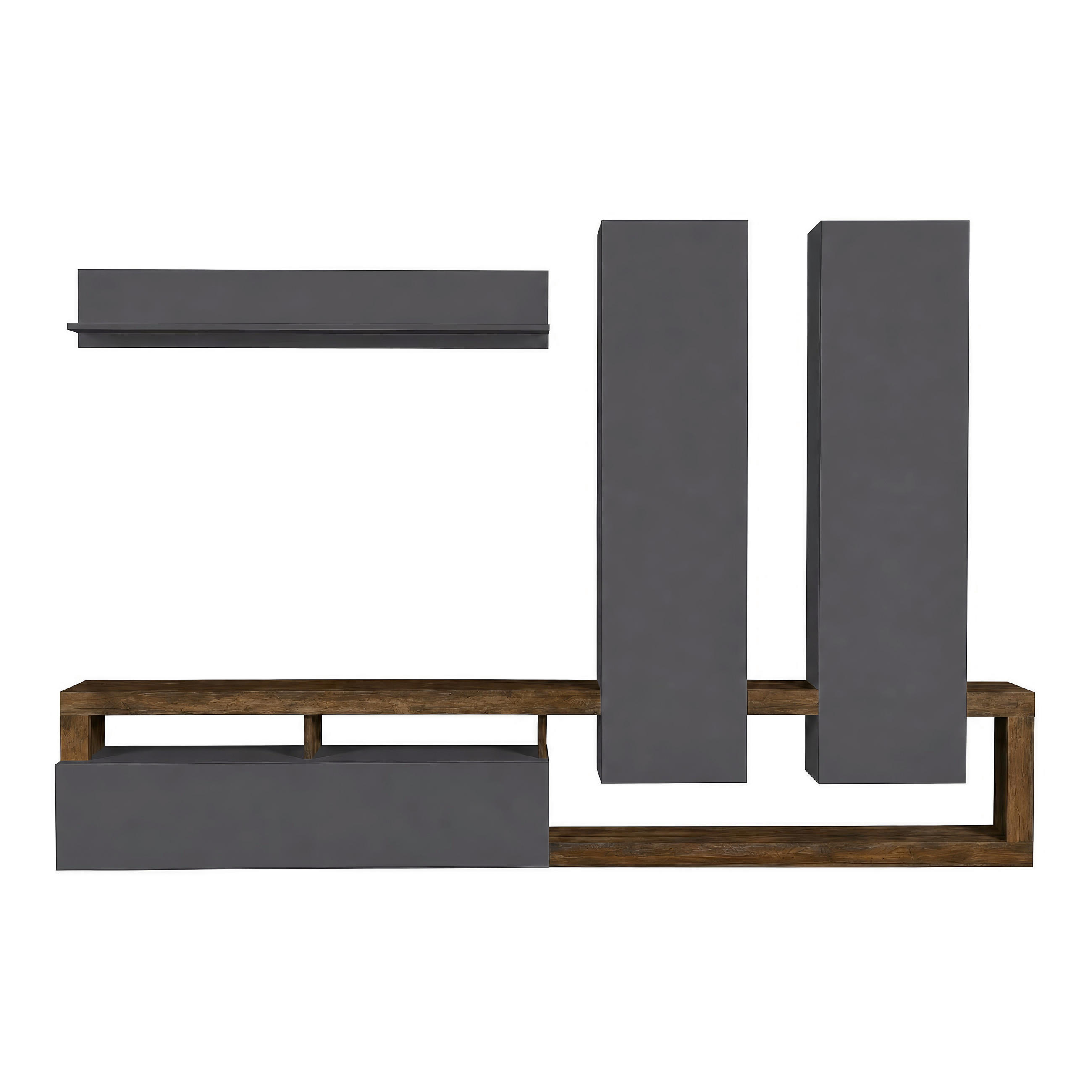 DNEVNI REGAL,  antracit, barve hrasta  - barve hrasta/antracit, Basics, leseni material (277/173/35cm) - Ti'me