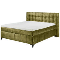 BOXSPRINGBETT 180/200 cm  in Olivgrün  - Schwarz/Olivgrün, KONVENTIONELL, Kunststoff/Textil (180/200cm) - Modante