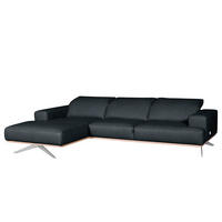 ECKSOFA Echtleder Blau  - Chromfarben/Blau, Design, Leder/Metall (187/295cm) - Livetastic