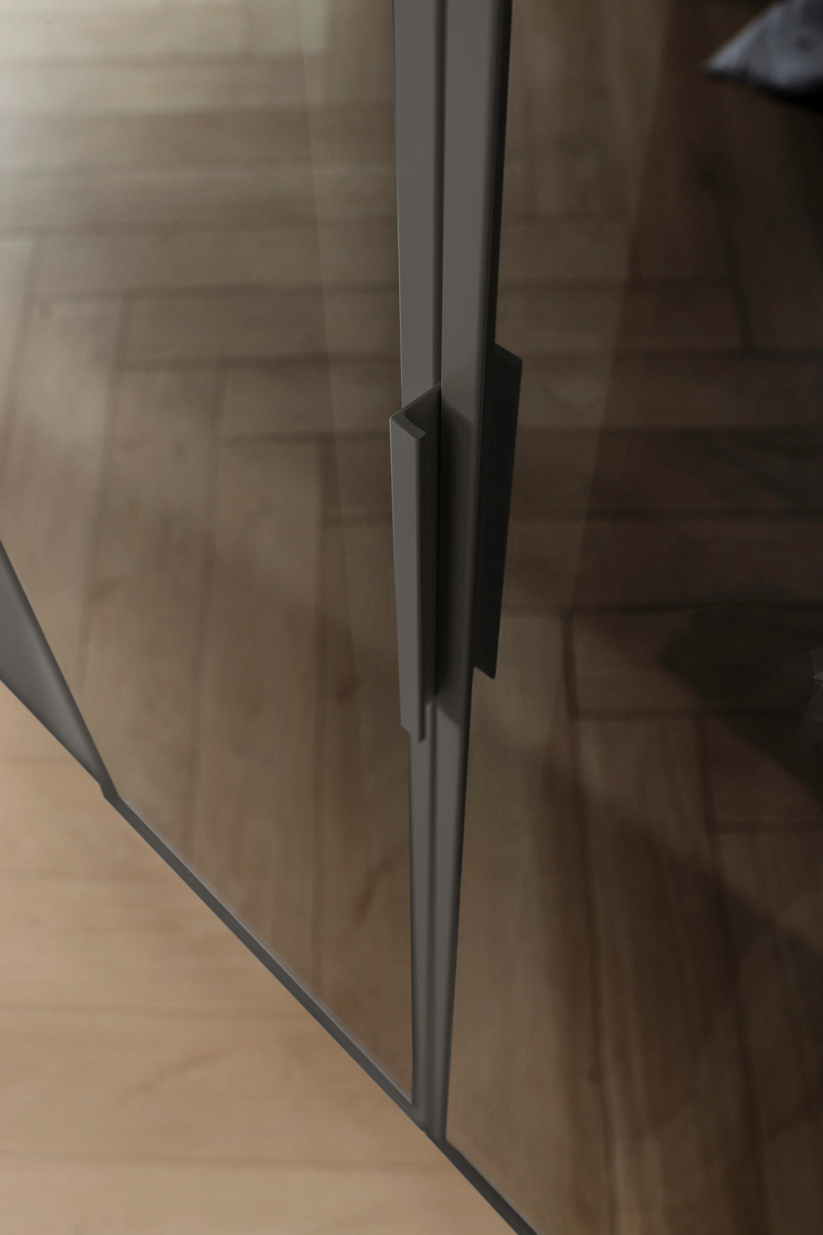 DREHTÜRENSCHRANK in Graphitfarben, Grau  - Graphitfarben/Grau, Trend, Glas/Holzwerkstoff (301/235/60cm) - Novel