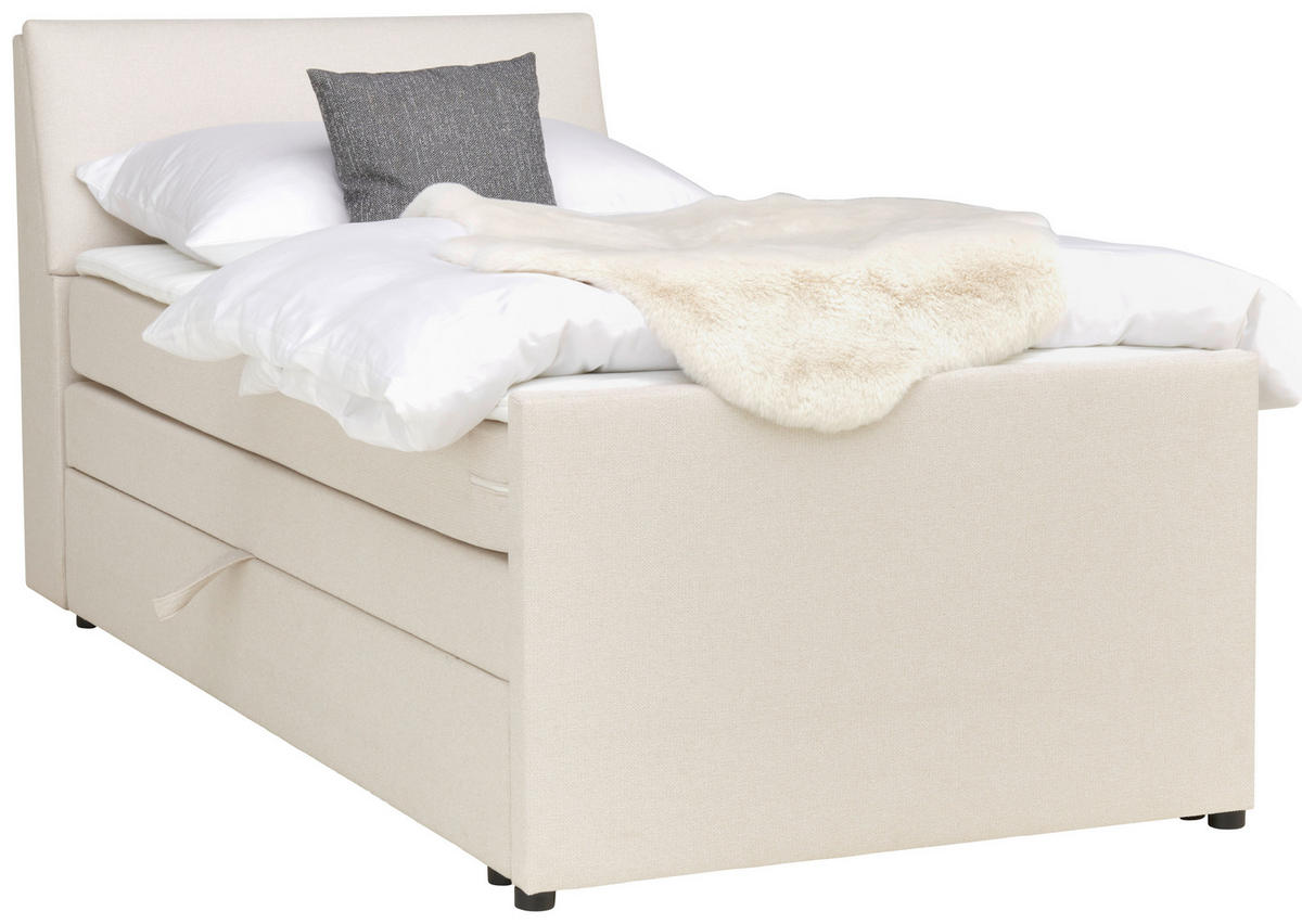BOXSPRINGBETT 120/200 cm  in Creme  - Creme/Schwarz, Modern, Holz/Textil (120/200cm) - MID.YOU