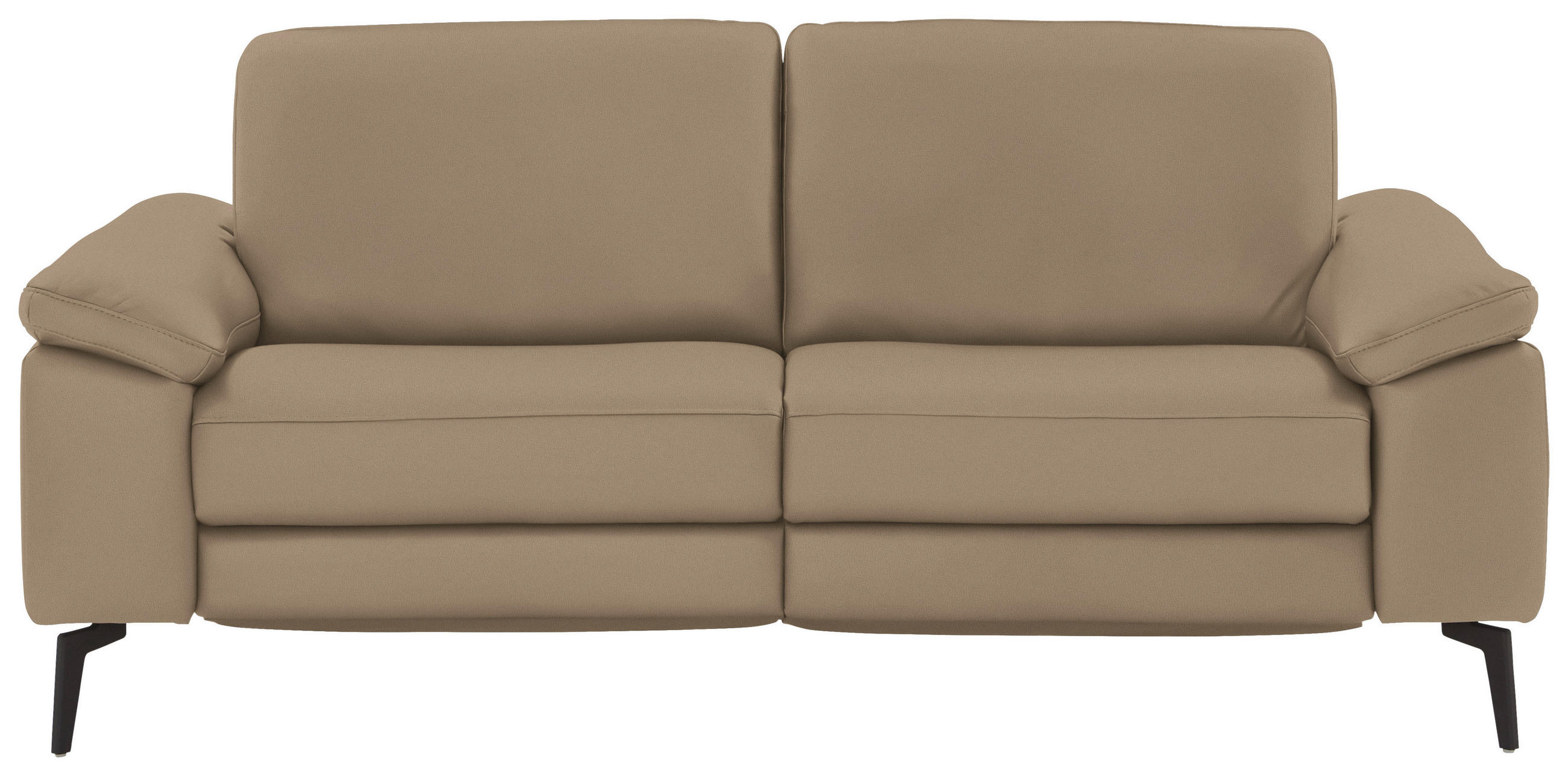 2,5-SITZER in Echtleder Beige  - Beige/Schwarz, Design, Leder/Metall (196/88/100cm) - Valdera