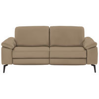 2,5-SITZER in Echtleder Beige  - Beige/Schwarz, Design, Leder/Metall (196/88/100cm) - Valdera