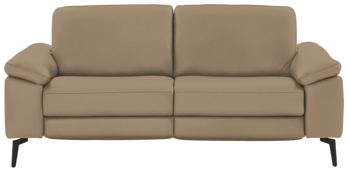 2,5-SITZER in Echtleder Beige  - Beige/Schwarz, Design, Leder/Metall (196/88/100cm) - Valdera