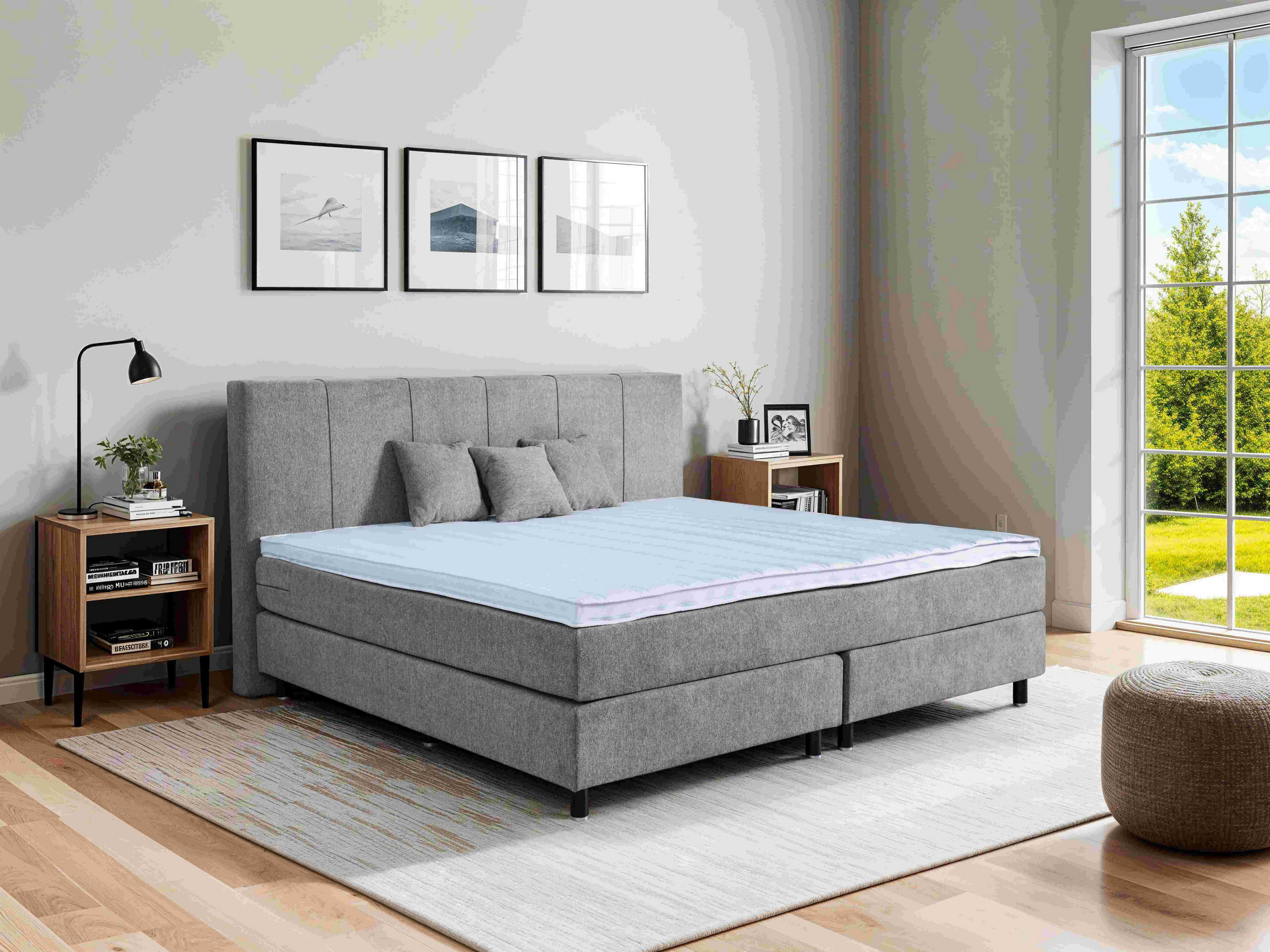 BOXSPRINGBETT 200/200 cm  in Dunkelgrau  - Dunkelgrau/Schwarz, LIFESTYLE, Holz/Textil (200/200cm) - home24