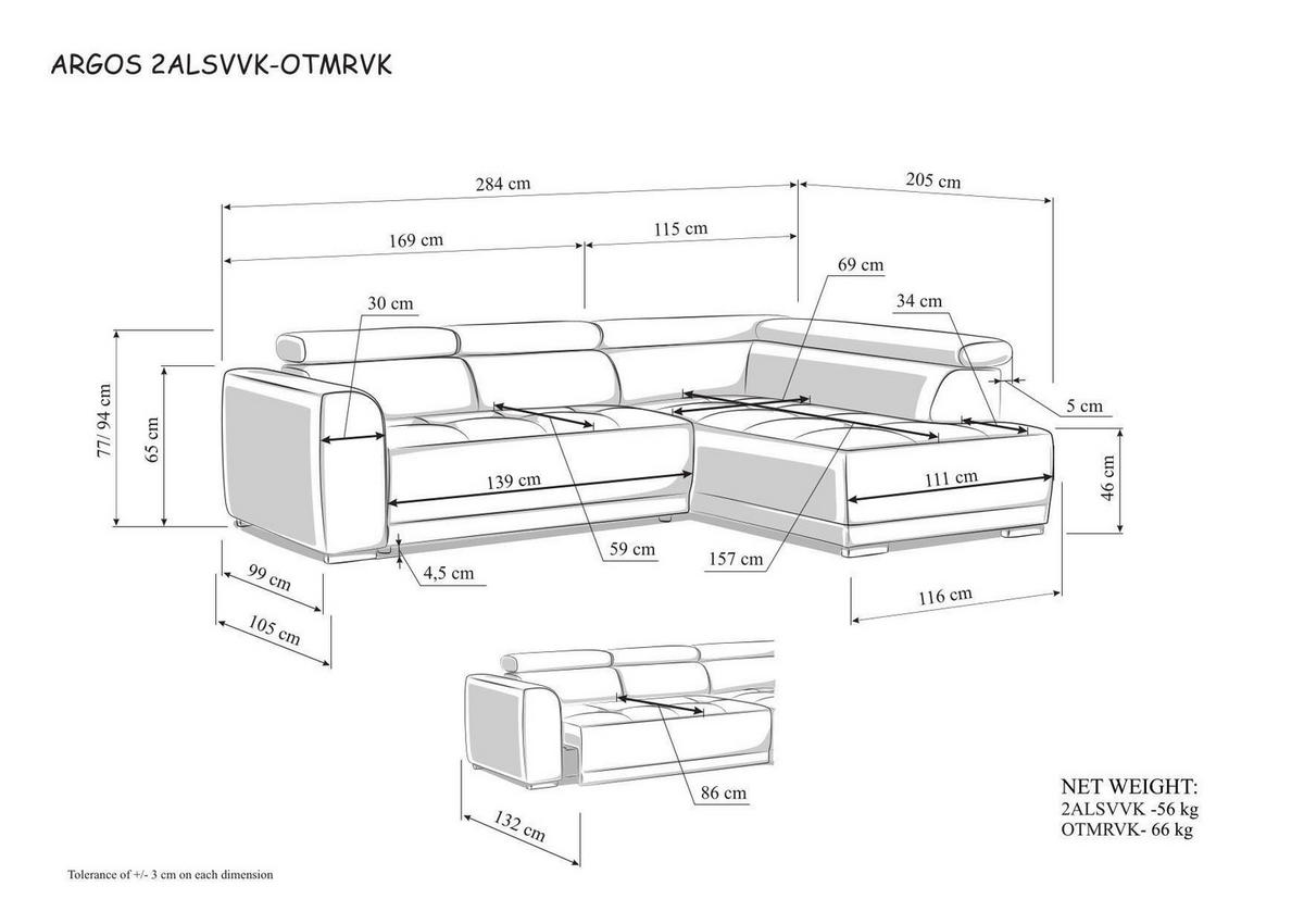 ECKSOFA Ottomane links, Eckteil  Taupe Struktur  - Taupe/Schwarz, Design, Kunststoff/Textil (205/284cm) - Xora