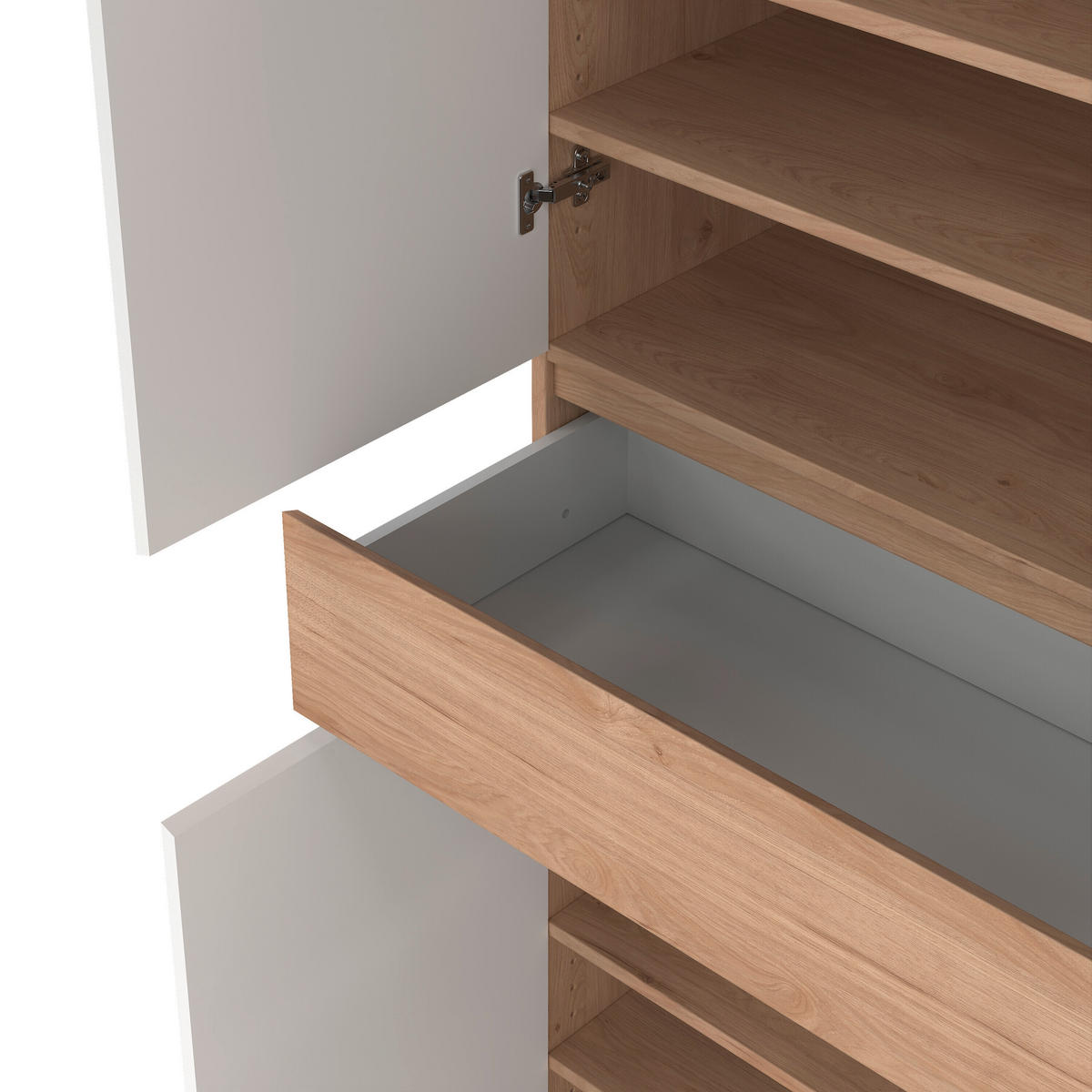 SCHUHSCHRANK Weiß, Eichefarben  - Eichefarben/Weiß, Design, Holzwerkstoff (80,4/191,7/40cm) - Livetastic