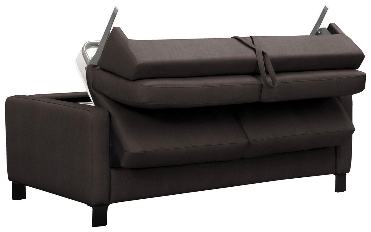 SCHLAFSOFA in Textil, Leder Dunkelbraun  - Dunkelbraun/Schwarz, Konventionell, Leder/Textil (190/87/100cm) - Celina Home