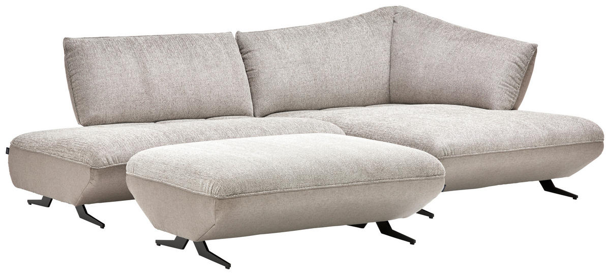 ECKSOFA in Chenille, Struktur Sandfarben, Grau  265/172 cm  - Sandfarben/Anthrazit, Design, Textil/Metall (265/172cm) - Joop!