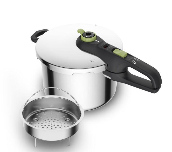 TRYCKKOKARE Secure trendy 8 l  - stålfärgad/svart, Basics, metall (8l) - Tefal