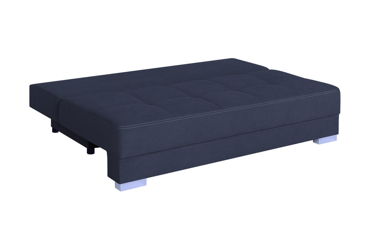 SCHLAFSOFA  mit Webstoff Dunkelblau  - Chromfarben/Schwarz, Design, Kunststoff/Textil (200/90/110cm) - P & B