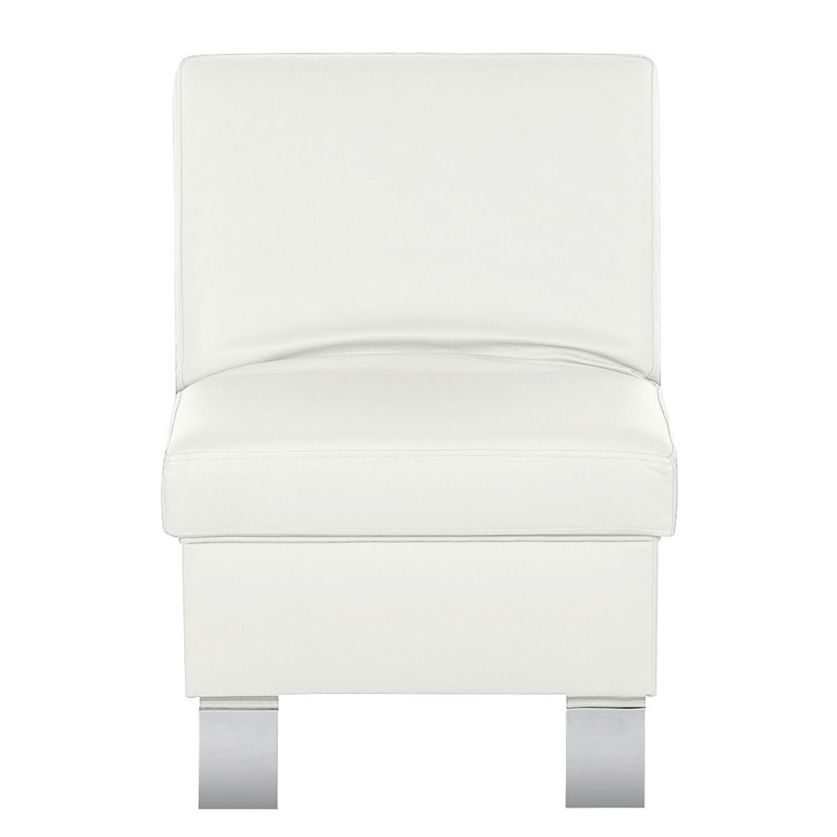 HOCKER in Leder Weiß  - Chromfarben/Weiß, Design, Leder/Metall (91/44/57cm) - Livetastic