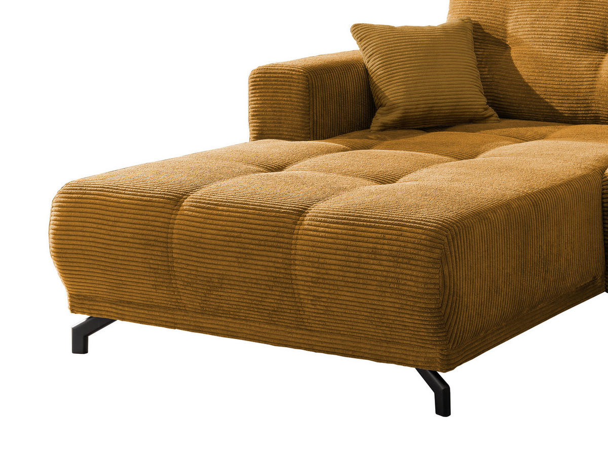 ECKSOFA in Cord Goldfarben  - Goldfarben/Schwarz, Modern, Holz/Textil (177/246cm) - MID.YOU