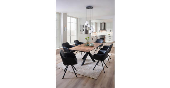 ESSTISCH in Holz, Metall 200-285/100/75 cm  - Nussbaumfarben/Schwarz, Natur, Holz/Metall (200-285/100/75cm) - Linea Natura