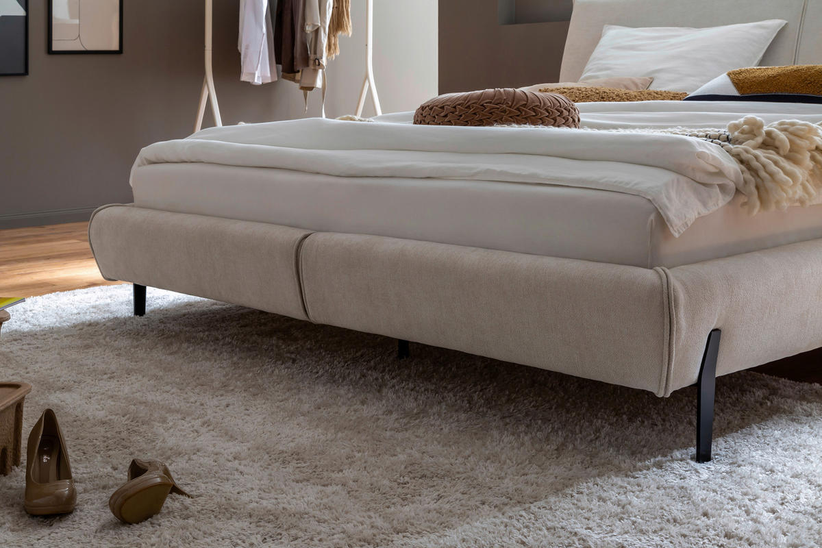 POLSTERBETT Creme 180/200 cm  - Creme/Schwarz, MODERN, Holzwerkstoff/Textil (180/200cm) - MID.YOU