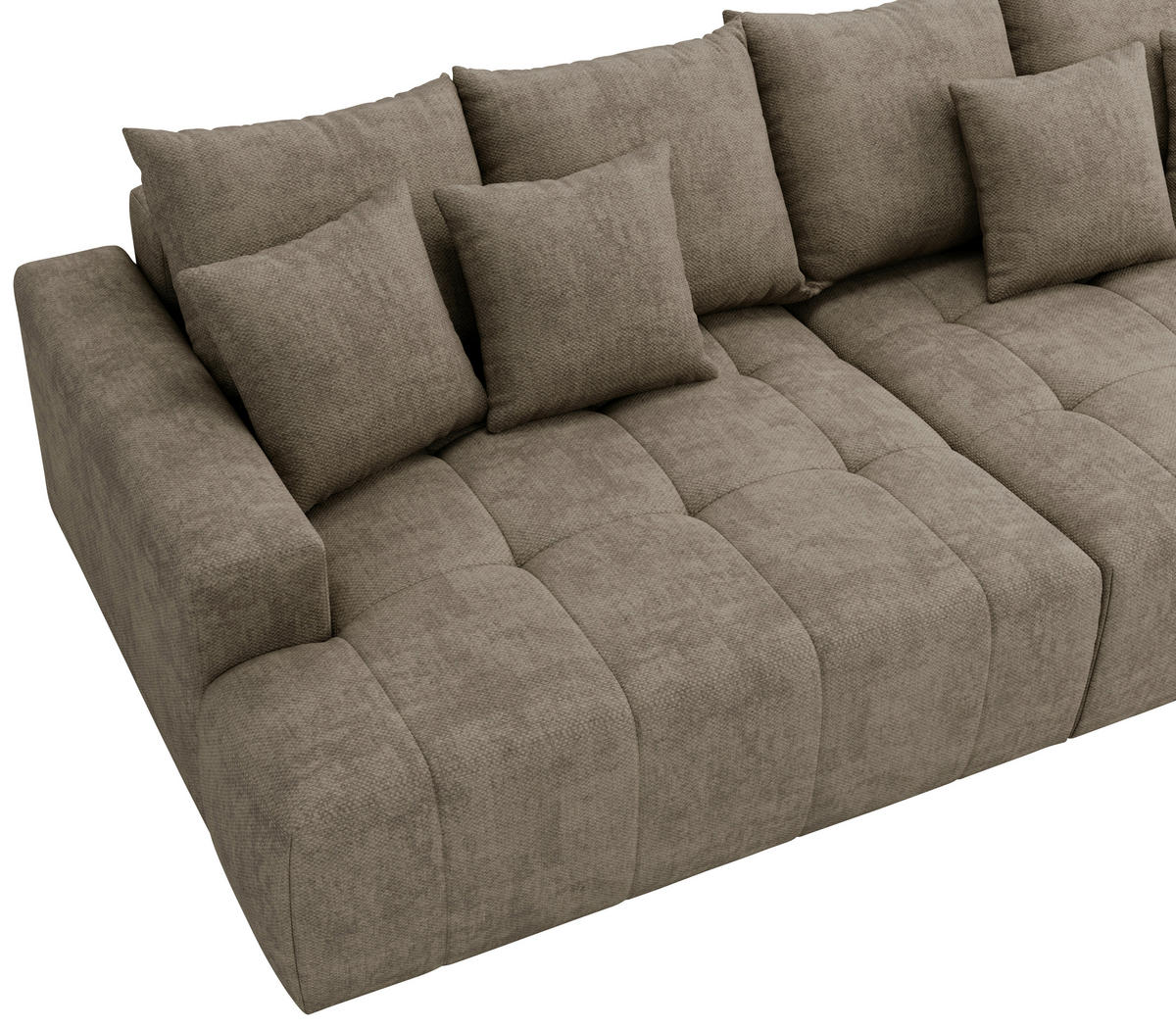 BIGSOFA ADELE Chenille Hellbraun  - Hellbraun/Schwarz, Design, Kunststoff/Textil (270/85/136cm) - Livetastic