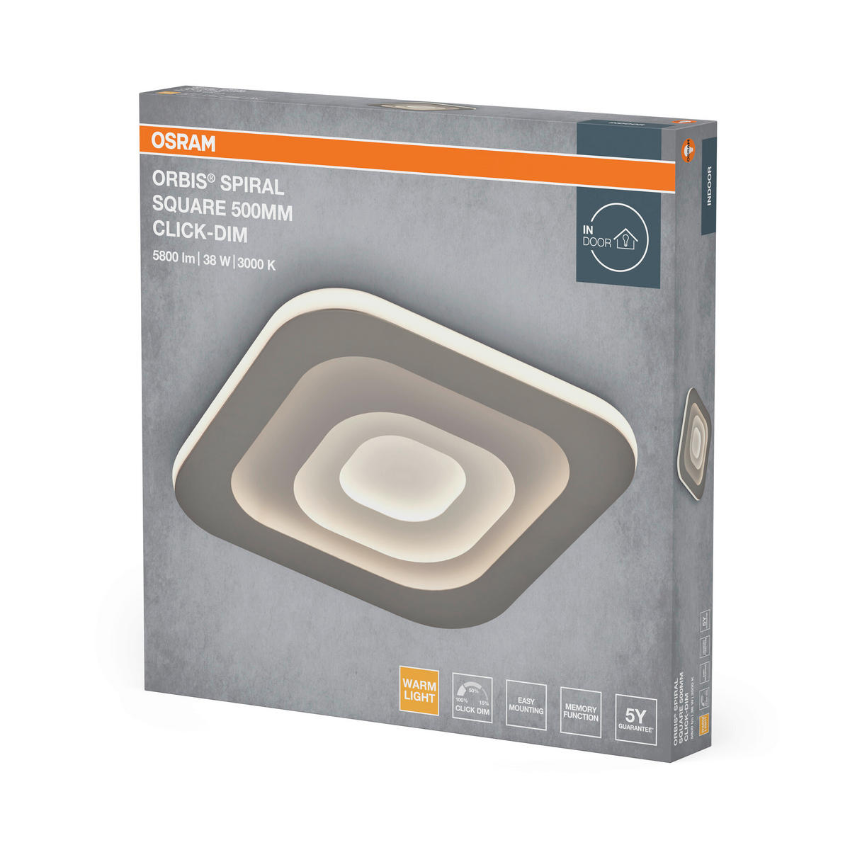 LED-DECKENLEUCHTE Orbis Spiral 50,5/50,5/5,6 cm   - Grau, Design, Kunststoff/Metall (50,5/50,5/5,6cm) - Osram