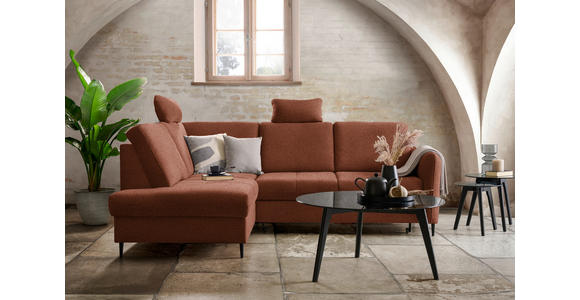 ECKSOFA in Chenille Rostfarben  - Rostfarben/Schwarz, MODERN, Holz/Textil (184/241cm) - Carryhome