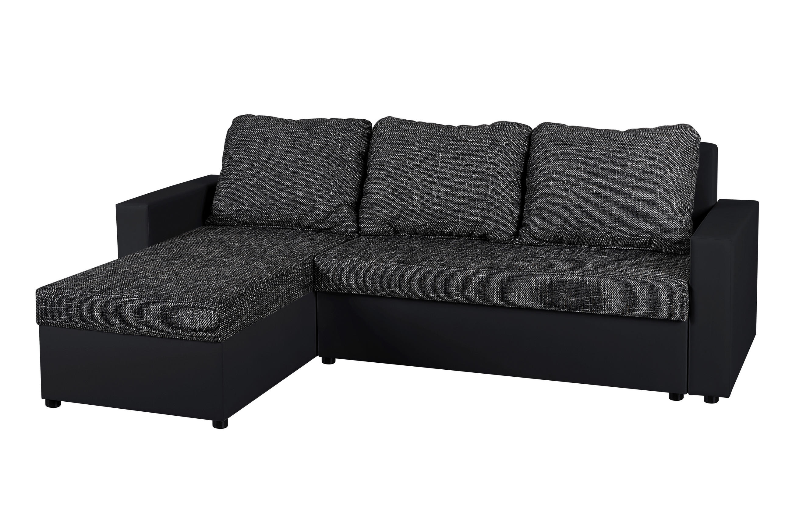 Colțar, textil, material pe bază de lemn, negru - negru, Design, plastic/textil (147/228cm) - P & B
