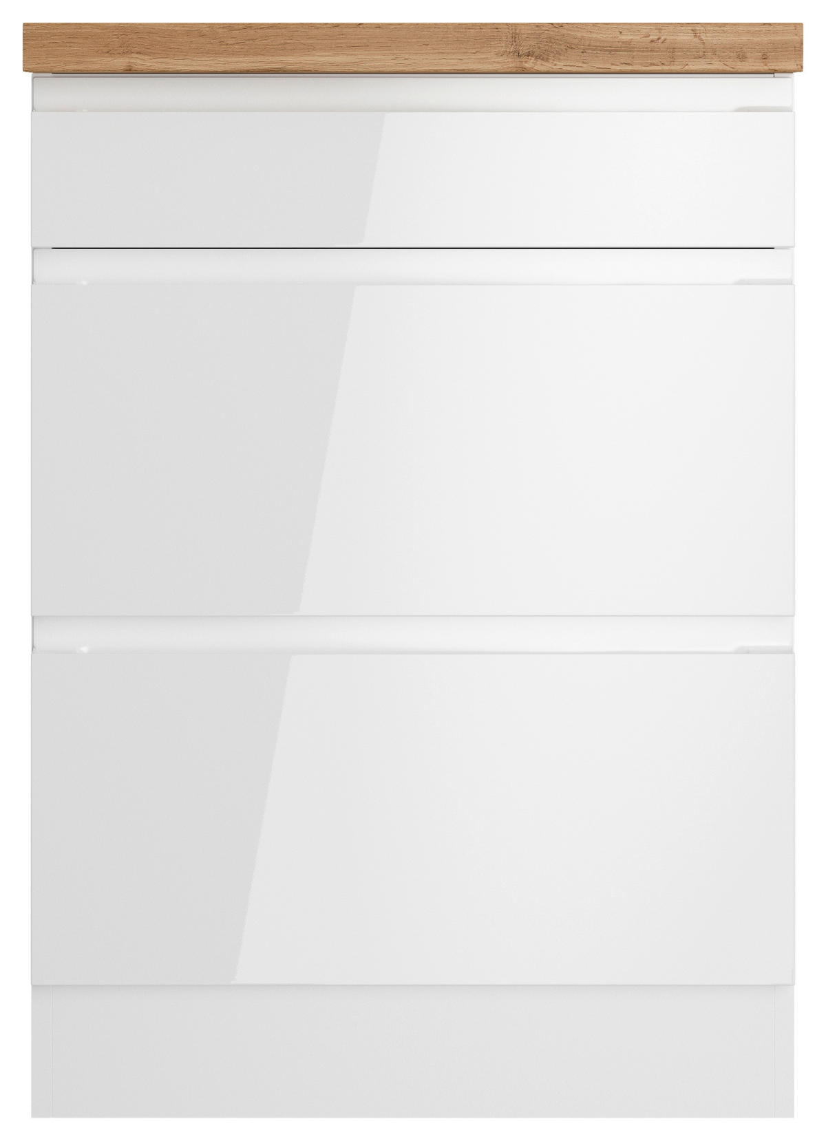 KÜCHENUNTERSCHRANK 60/86/60 cm  in Weiß, Eiche Wotan, Weiß Hochglanz  - Weiß Hochglanz/Eiche Wotan, LIFESTYLE, Holzwerkstoff (60/86/60cm) - Held