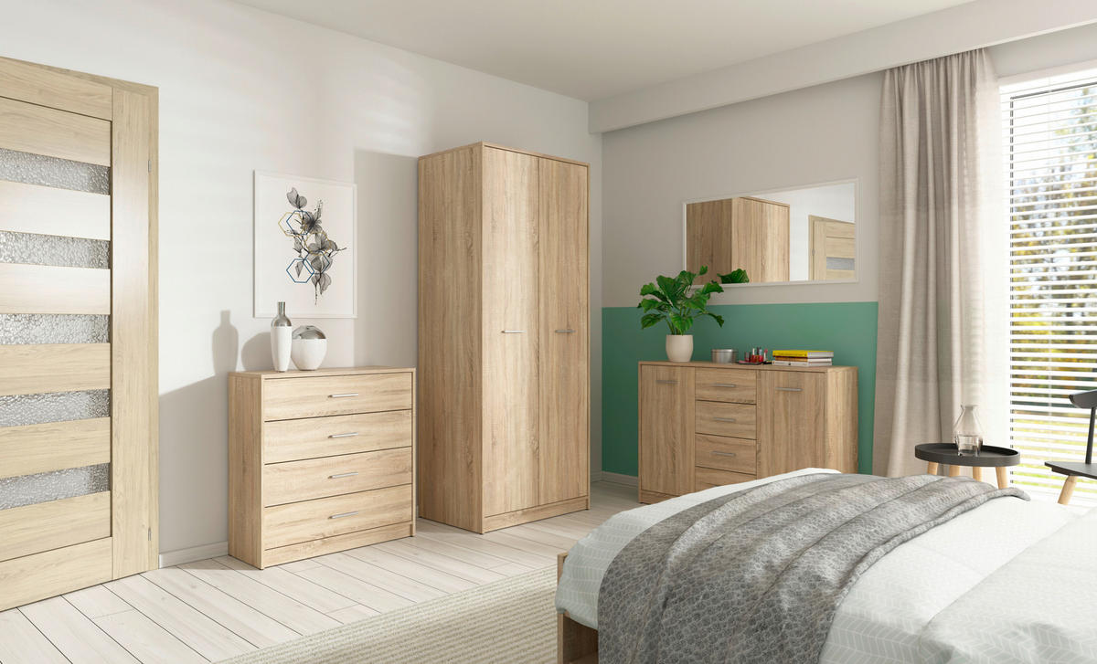 DREHTÜRENSCHRANK  in Sonoma Eiche  - Silberfarben/Sonoma Eiche, MODERN, Holzwerkstoff/Kunststoff (80/197/54,5cm) - MID.YOU