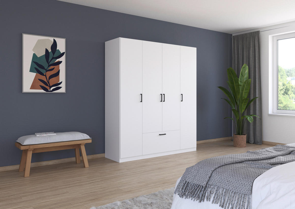 KLEIDERSCHRANK in Weiss  - Weiss/Grau, Basics, Holzwerkstoff/Metall (181/210/54cm) - Boxxx