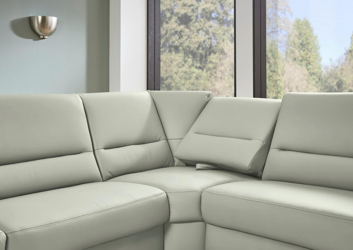 ECKSOFA  in Echtleder Silberfarben  290/249 cm  - Silberfarben/Schwarz, KONVENTIONELL, Leder/Metall (290/249cm) - Beldomo Premium