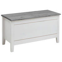 BETTBANK Kiefer Weiß, Grau  - Weiß/Grau, ROMANTIK / LANDHAUS, Holz (86/47/38cm) - Boxxx