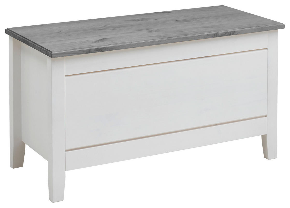 BETTBANK Kiefer Weiß, Grau  - Weiß/Grau, ROMANTIK / LANDHAUS, Holz (86/47/38cm) - Boxxx