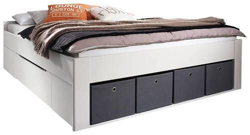 STAURAUMBETT 180/200 cm in Weiss - Weiss/Grau, Modern, Holzwerkstoff/Textil (180/200cm) - Rauch Möbel