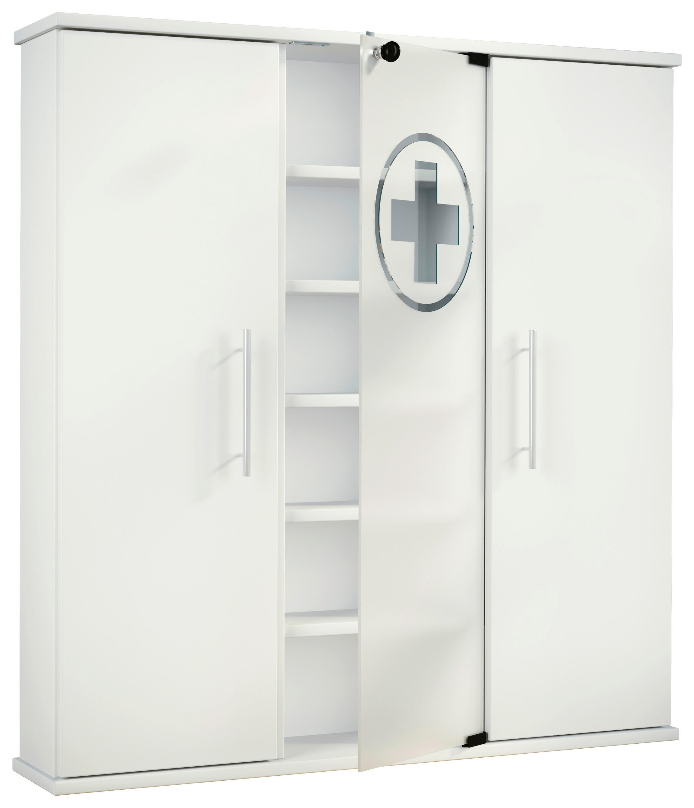 MEDIZINSCHRANK - Weiss/Silberfarben, Modern, Glas/Holzwerkstoff (86/91,5/18cm) - MID.YOU