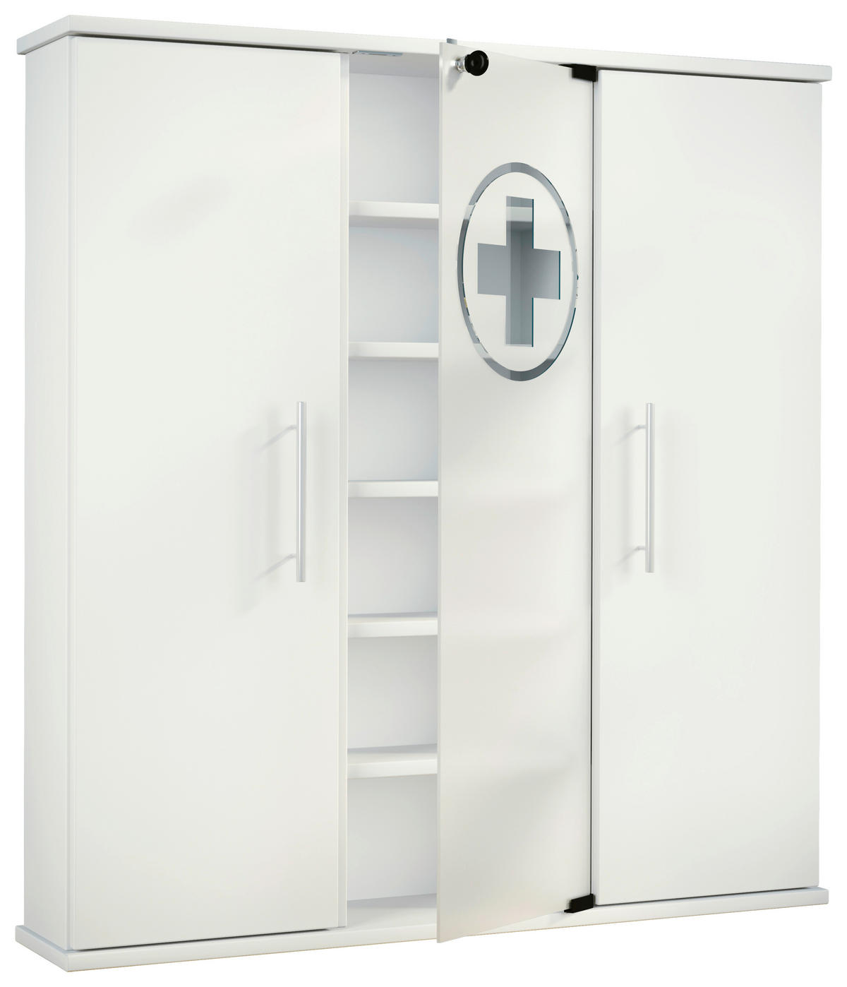 MEDIZINSCHRANK - Weiss/Silberfarben, Modern, Glas/Holzwerkstoff (86/91,5/18cm) - MID.YOU