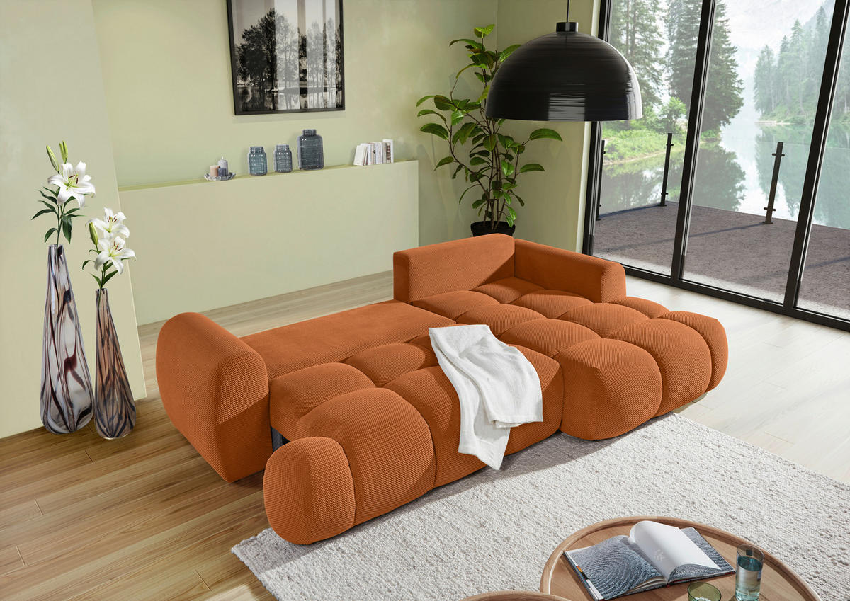 HÖRNSOFFA i flatväv rostfärgad  - svart/rostfärgad, Klassisk, textil/plast (274/174cm) - MID.YOU