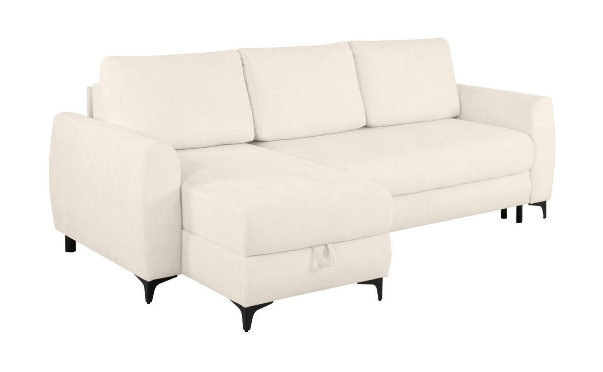 ECKSOFA Moli Creme Bouclé  - Creme/Schwarz, Design, Textil/Metall (236/148cm) - MID.YOU