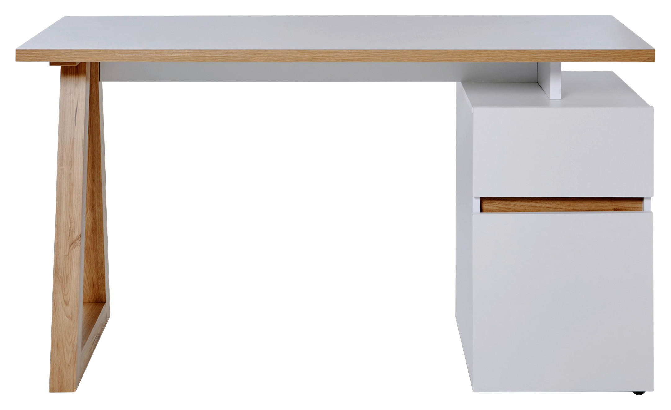 SCHREIBTISCH 140/55/76 cm  in Weiß, Eichefarben  - Eichefarben/Weiß, MODERN (140/55/76cm)