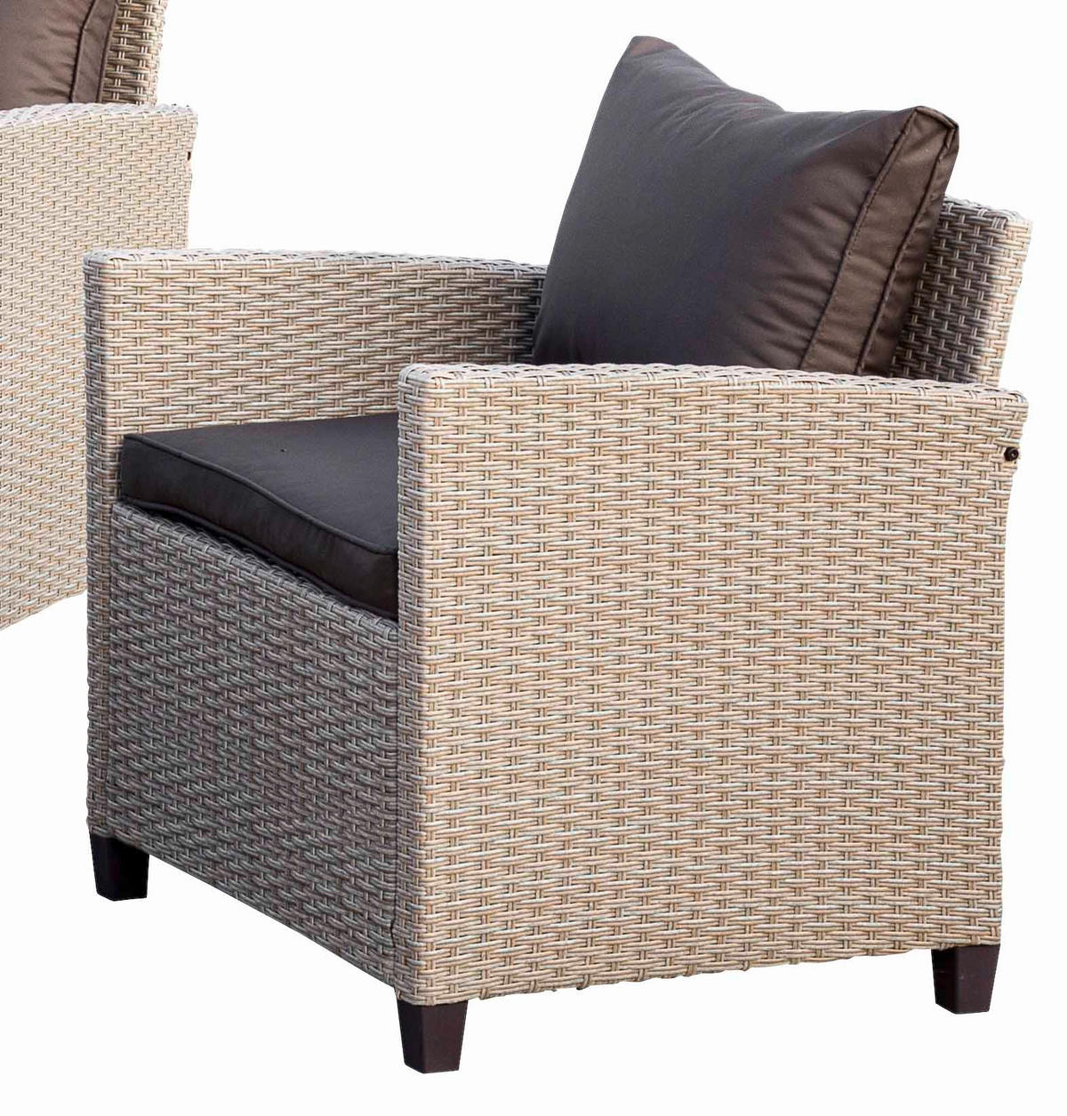 LOUNGEGARNITUR Stahl  - Dunkelbraun/Naturfarben, KONVENTIONELL, Kunststoff/Textil (172/75/65cm) - Gardenson