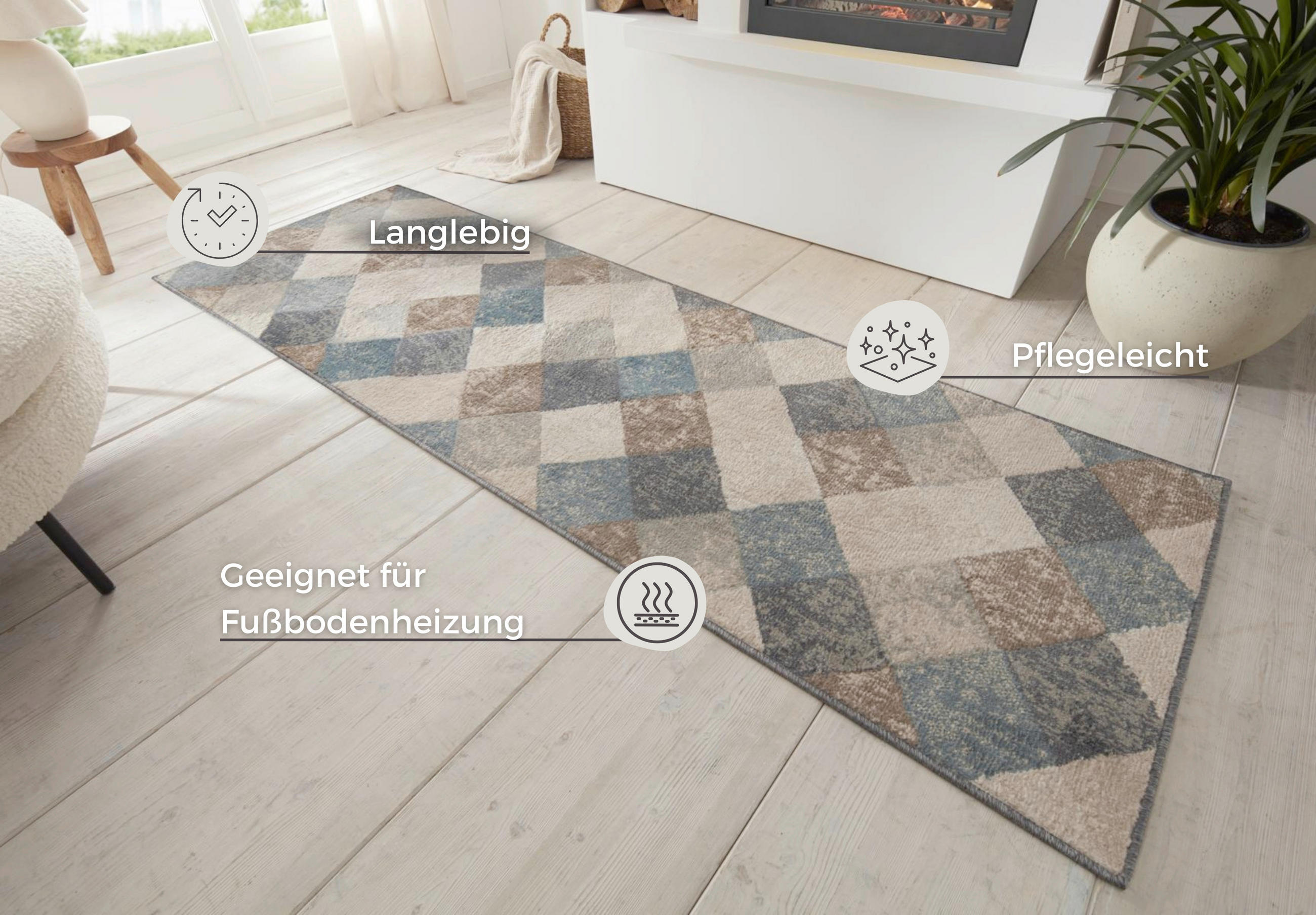 LÄUFER 80/200 cm Terrain  - Multicolor/Creme, Design, Kunststoff/Textil (80/200cm)