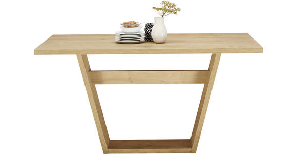 ESSTISCH in Metall, Holzwerkstoff 140/80/76 cm  - Edelstahlfarben/Eichefarben, KONVENTIONELL, Holzwerkstoff/Metall (140/80/76cm) - Venda