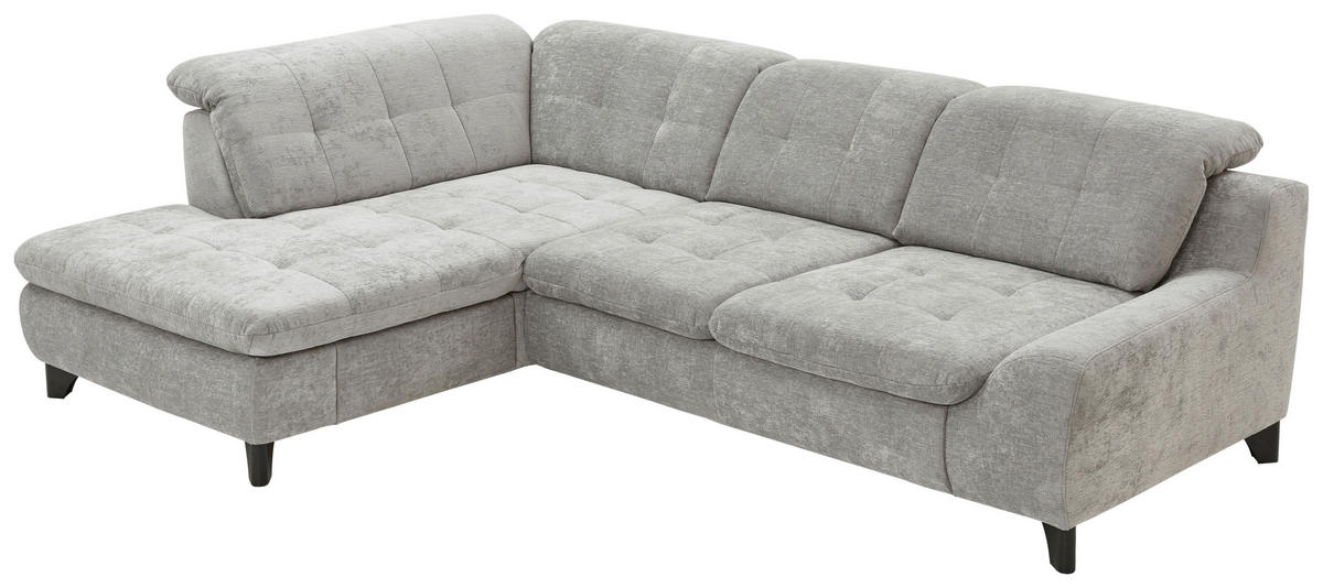 HÖRNSOFFA i chenille ljusgrå  - ljusgrå/svart, Klassisk, metall/textil (200/281cm) - MID.YOU