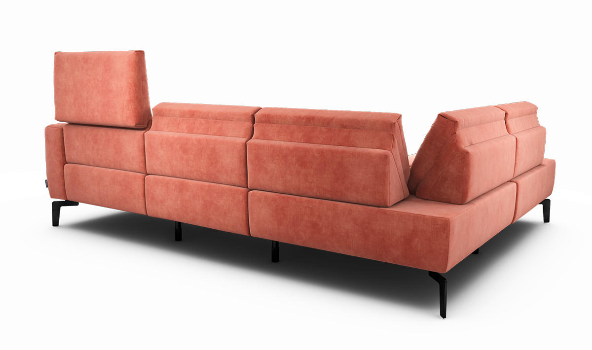 ECKSOFA Cosy Rosa Samt  - Schwarz/Rosa, Design, Textil/Metall (193/256cm) - SENSOO