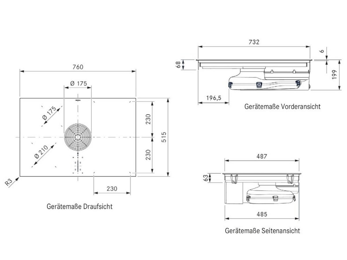 KOCHFELD-DUNSTABZUG-KOMBI PURMU2R  - Schwarz, Basics, Glas/Metall (76/51,5/19,9cm) - Bora