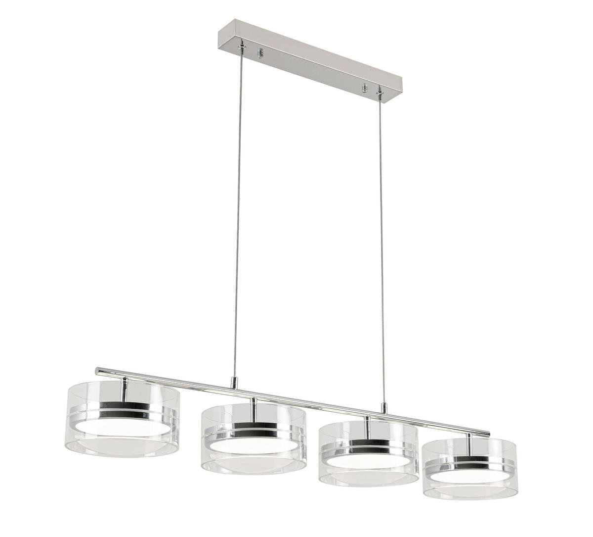 LED-HÄNGELEUCHTE Luca 93/18/120 cm   - Chromfarben, Design, Glas/Kunststoff (93/18/120cm) - Novel