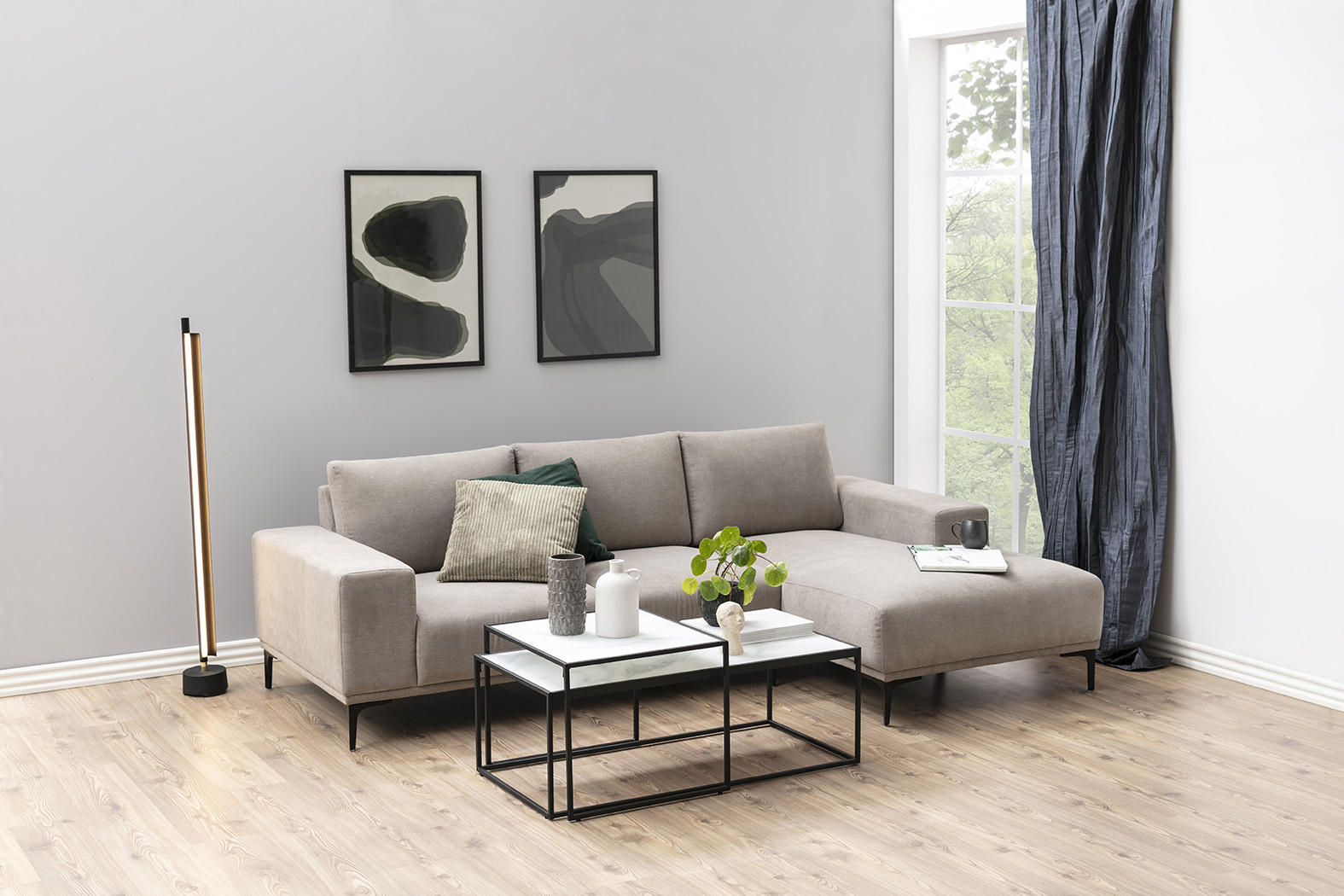 SOFFBORD SET i glas 50-100/50-55/35-43 cm  - vit/svart, Design, metall/glas (50-100/50-55/35-43cm) - MID.YOU