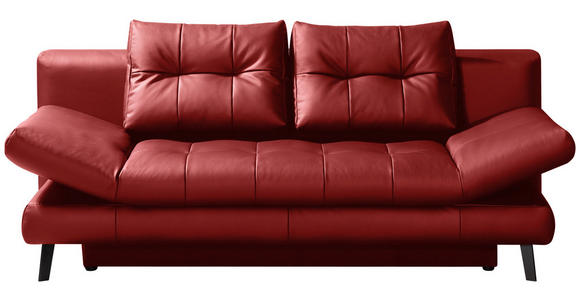 SCHLAFSOFA Rot Echtleder - Rot/Schwarz, Design, Leder/Metall (209/94/94cm) - Novel