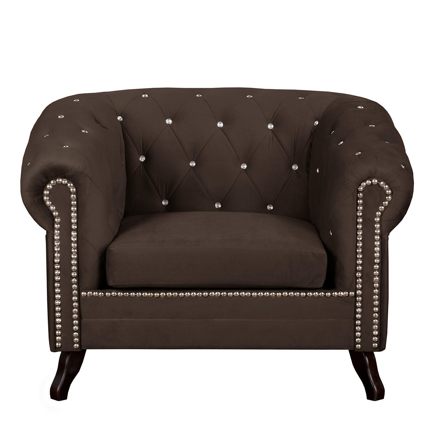 SESSEL in Velours Braun  - Braun, Design, Holz/Textil (110/82/90cm) - P & B