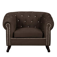 SESSEL in Velours Braun  - Braun, Design, Holz/Textil (110/82/90cm) - P & B