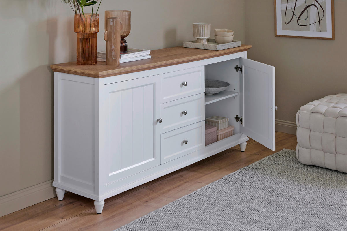 SIDEBOARD Cottage  in 150/80,5/40 cm  - Eichefarben/Alufarben, KONVENTIONELL, Holzwerkstoff/Metall (150/80,5/40cm)