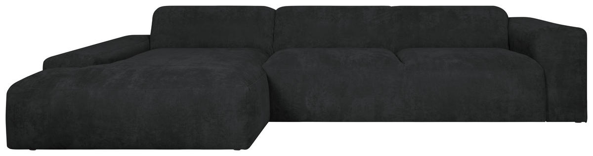 ECKSOFA HANNAH Schwarz Cord  - Schwarz, Design, Kunststoff/Textil (170/343cm) - MID.YOU