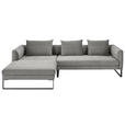 ECKSOFA in Cord Dunkelgrau  - Dunkelgrau/Schwarz, KONVENTIONELL, Textil/Metall (178/284cm) - Hom`in